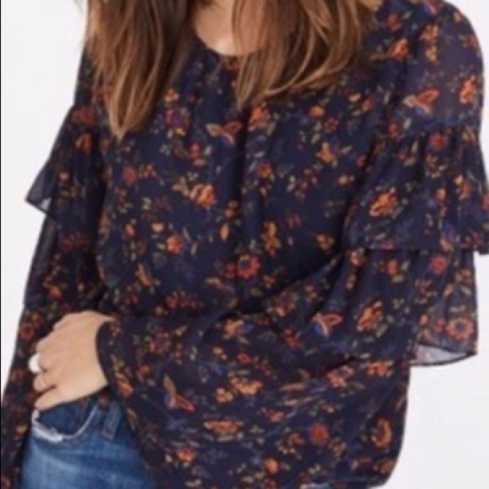Floral ruffle blouse top by madewell